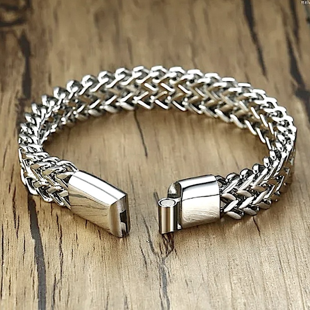 Stainless Steel Cuban Chain Magnetic Closure Hip Hop Bracelet